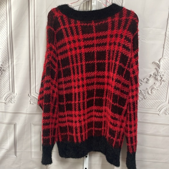 Time & Tru fuzzy plaid buffalo print size XXL 20 sweater - Picture 7 of 7